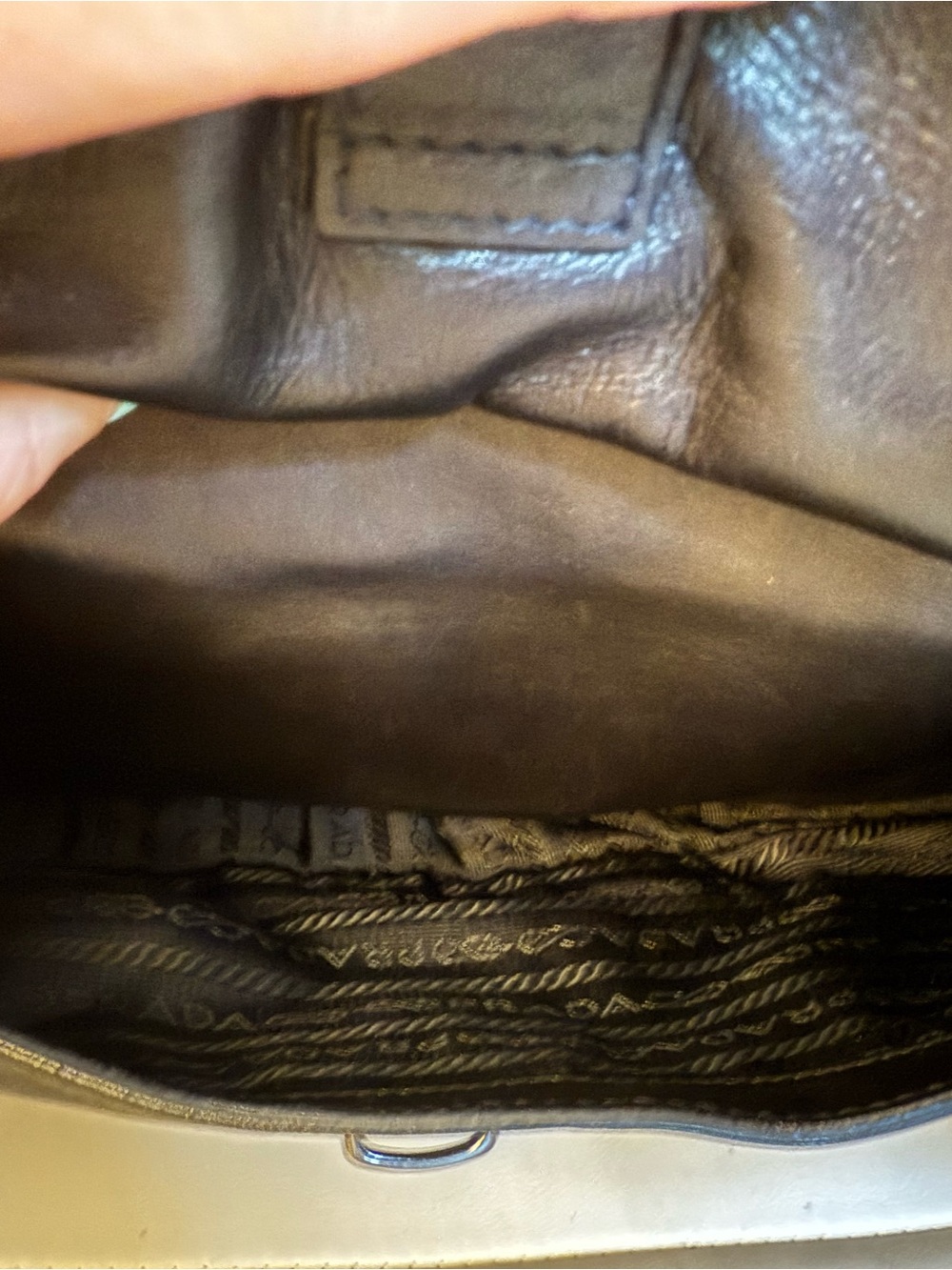 Prada Vintage Black Leather Flap Shoulder Bag Silver Hardware Authentic - Picture 7 of 11